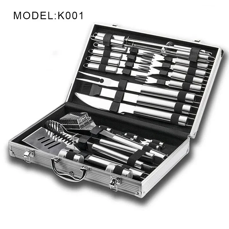 26PCS/Set Stainless Steel BBQ  - Camping Cooking Kit Box ulasan dan harga