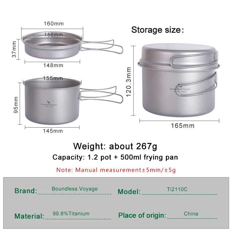 Boundless Voyage Titanium Pot  - Camping Cooking Set For 4 ulasan dan harga