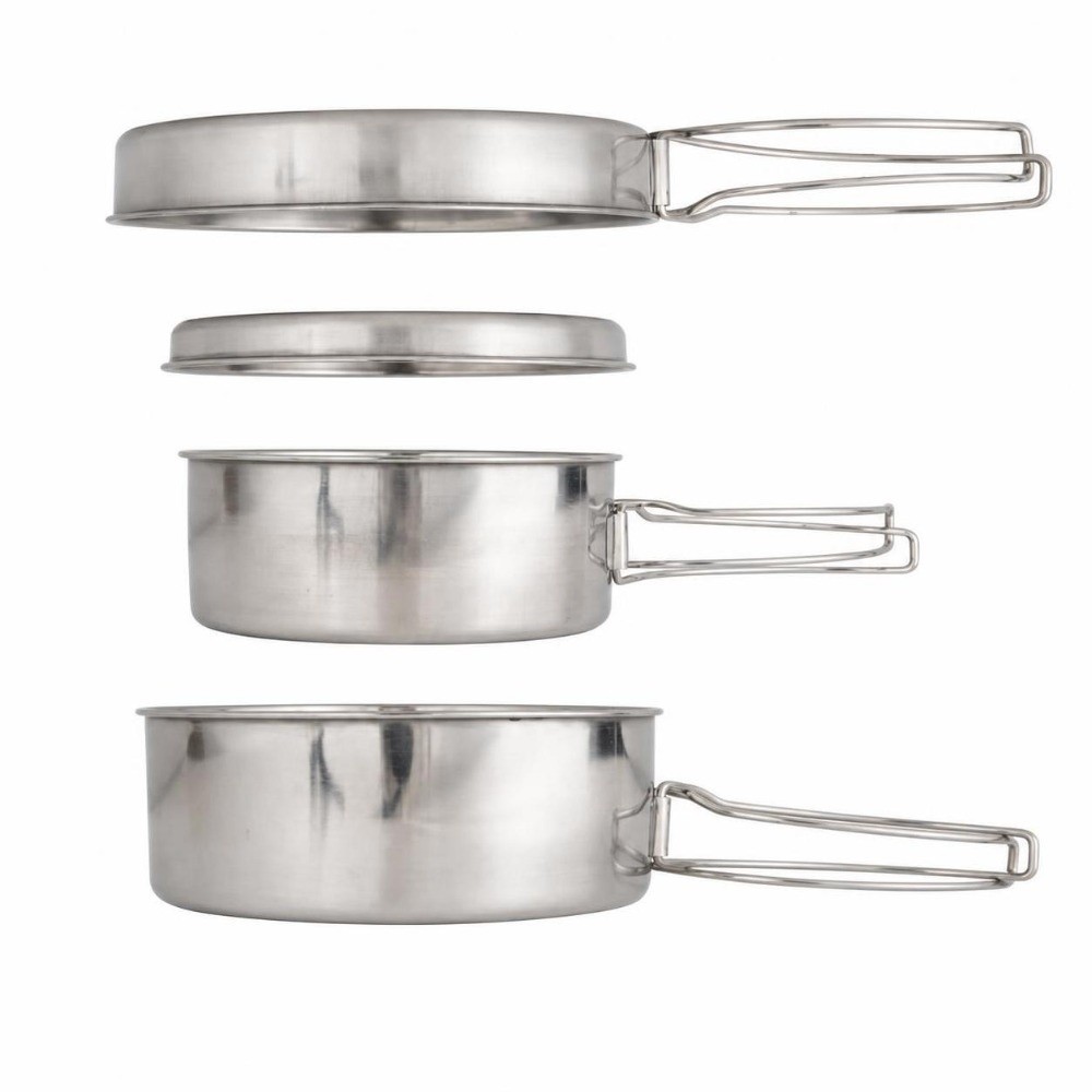 4 Pcs Portable Stainless Steel - Camping Cooking Set For 4 ulasan dan harga
