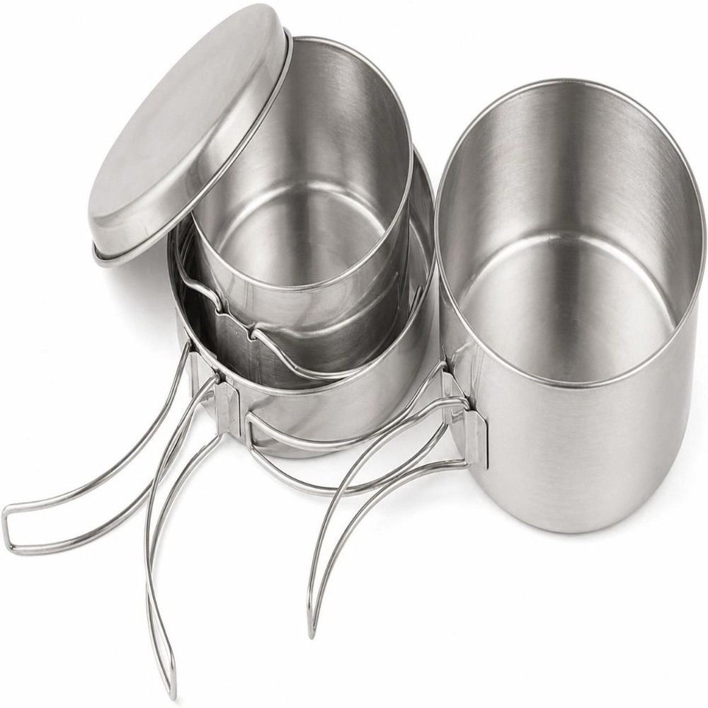 4 Pcs Portable Stainless Steel - Camping Cooking Set For 4 ulasan dan harga