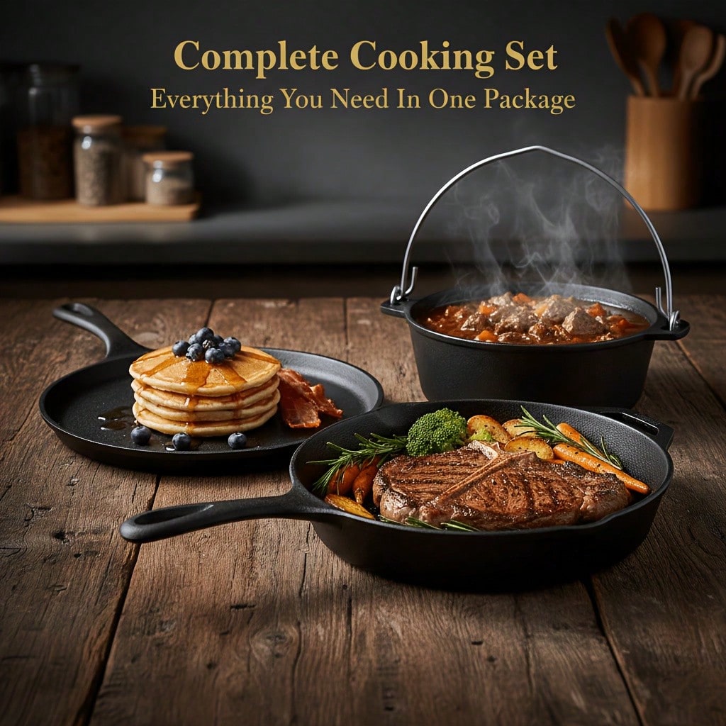 PACILACK Cast Iron Pots And Pa - Camping Cooking Set For 4 ulasan dan harga