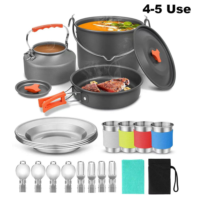 Aluminum Outdoor Camping Cookw - Camping Cooking Set For 4 ulasan dan harga