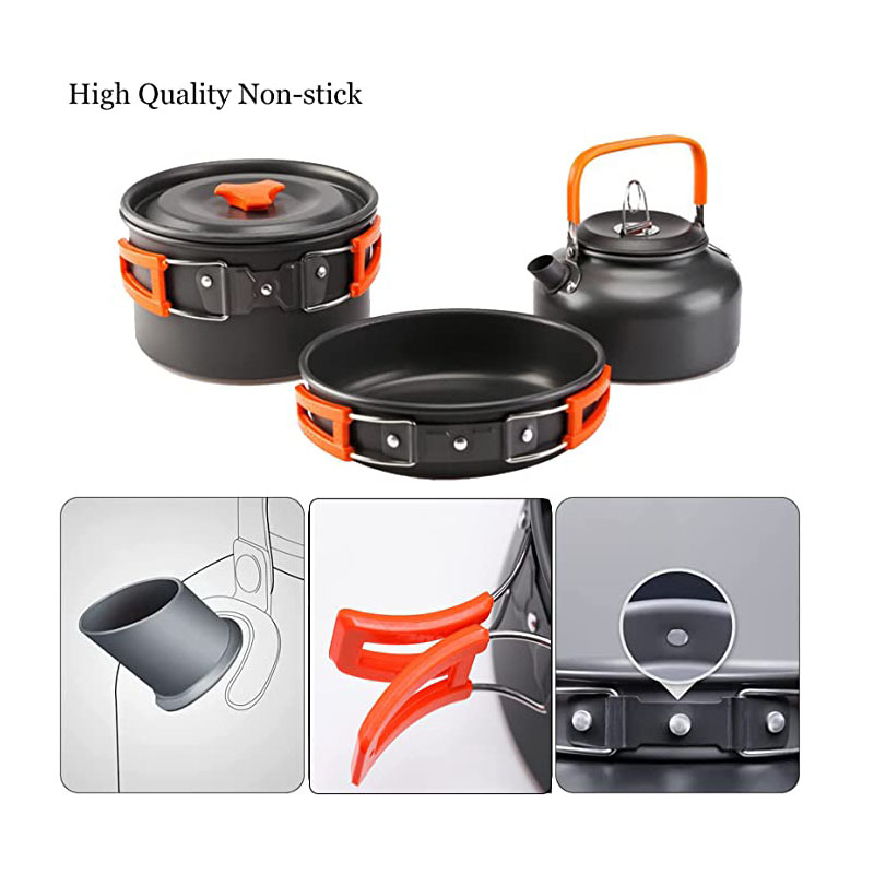 Aluminum Outdoor Camping Cookw - Camping Cooking Set For 4 ulasan dan harga