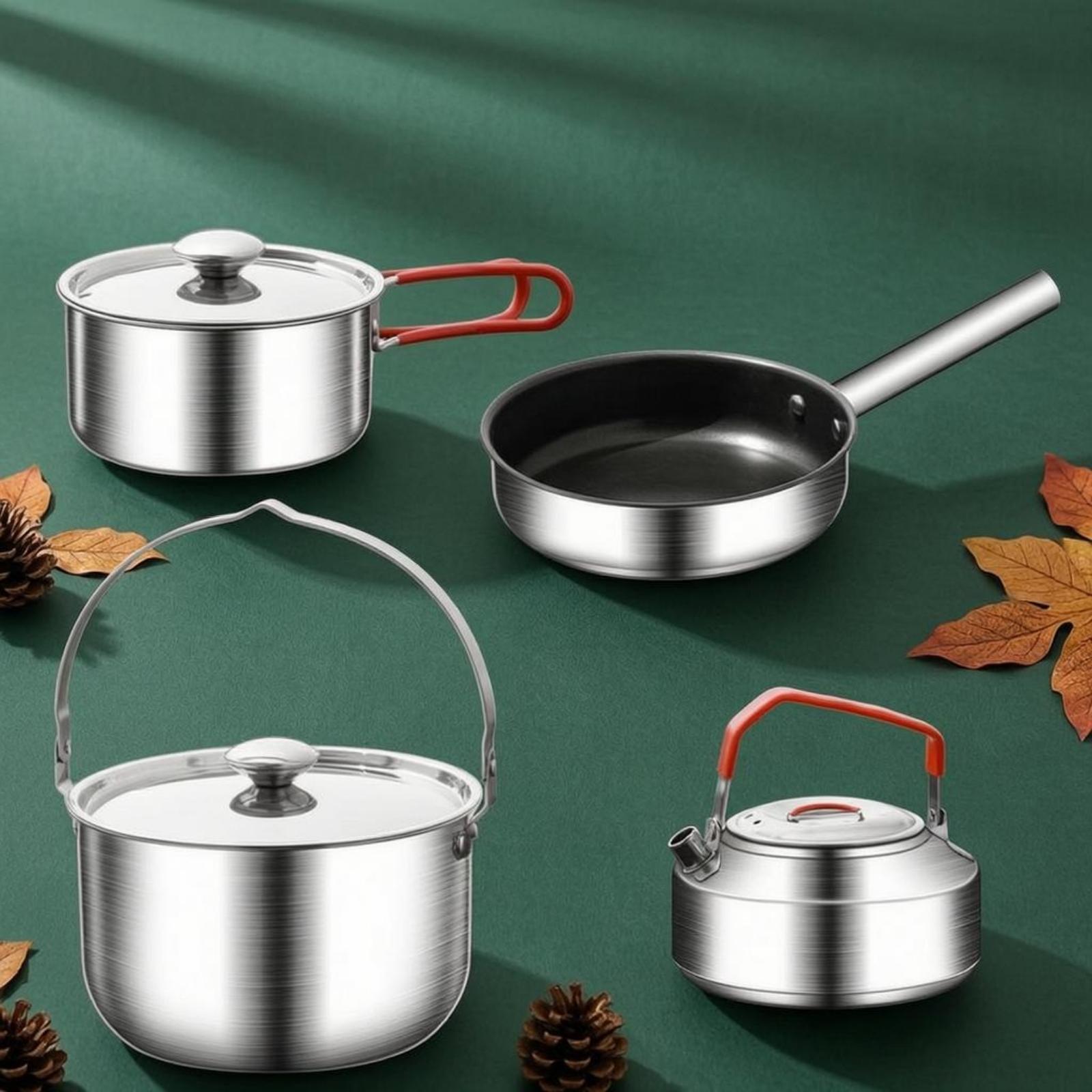 4 Piece Outdoor Folding Cookwa - Camping Cooking Set For 4 ulasan dan harga