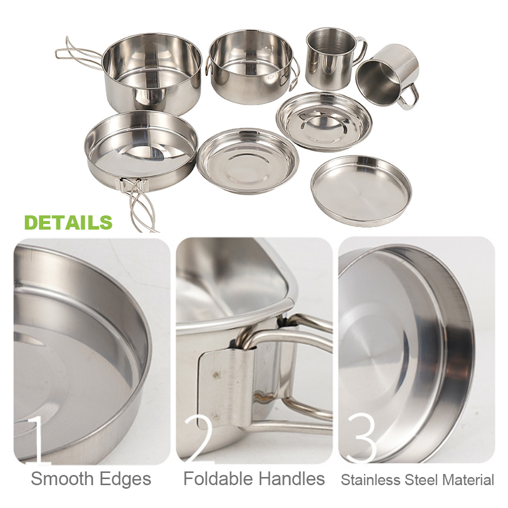 Camping Cookware Mess Kit 8PCS - Camping Cooking Hot Plate ulasan dan harga