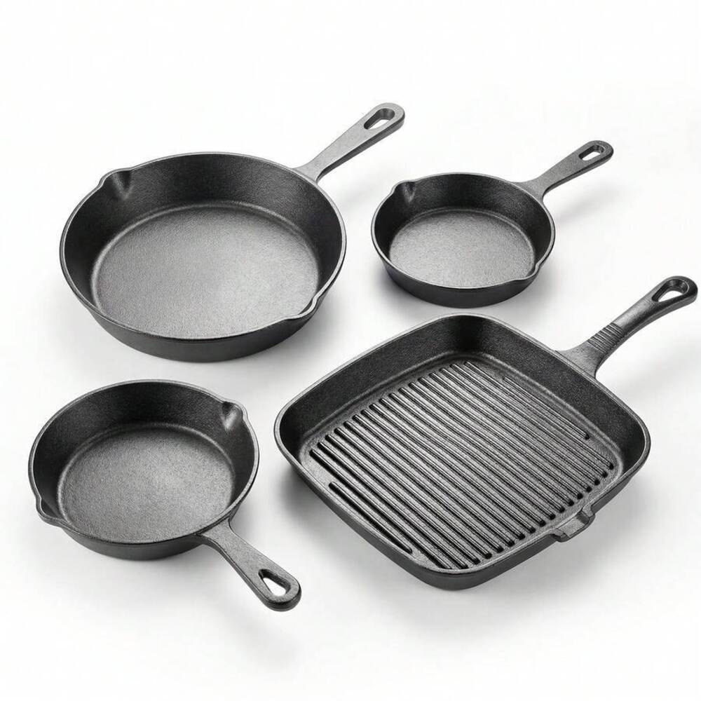 4-Piece Cast Iron Cookware Set - Camping Cooking Set For 4 ulasan dan harga
