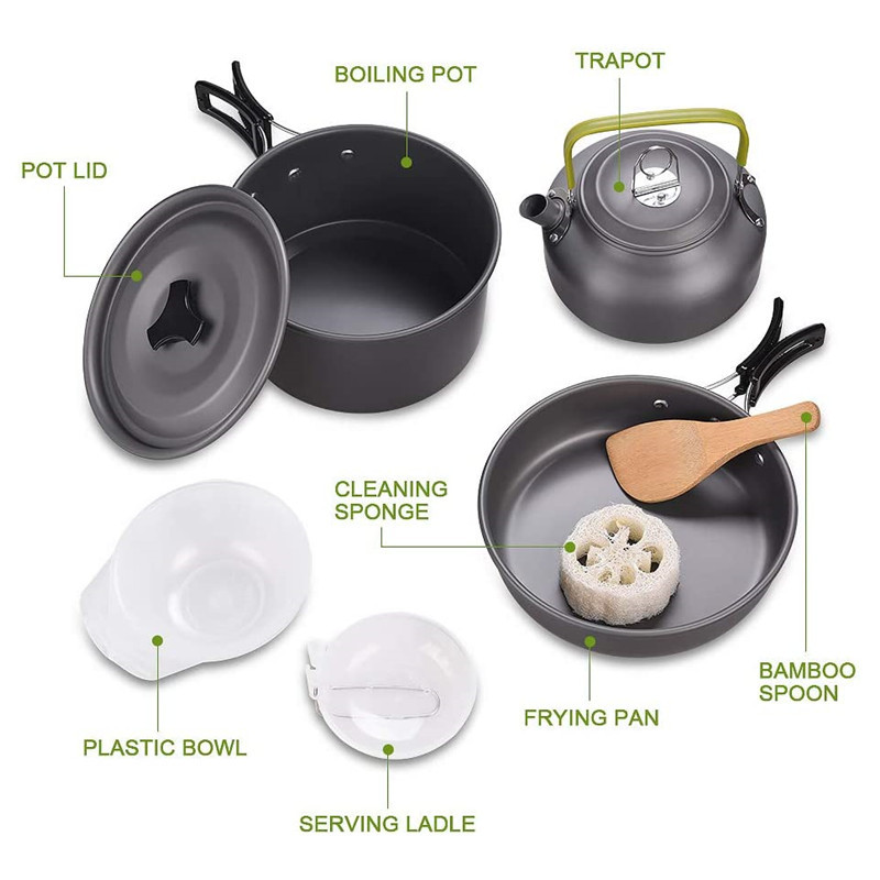 Outdoor Camping Cookware Kit A - Camping Cooking Kit Box ulasan dan harga